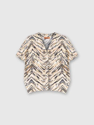 Missoni Animal Print Zig Zag Cotton Poplin Blouse In Multicoloured