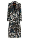 Missoni Long Animal Print Coat Featuring Pockets In Blue