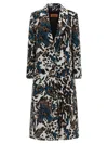 Missoni Long Animal Print Coat Featuring Pockets In Green