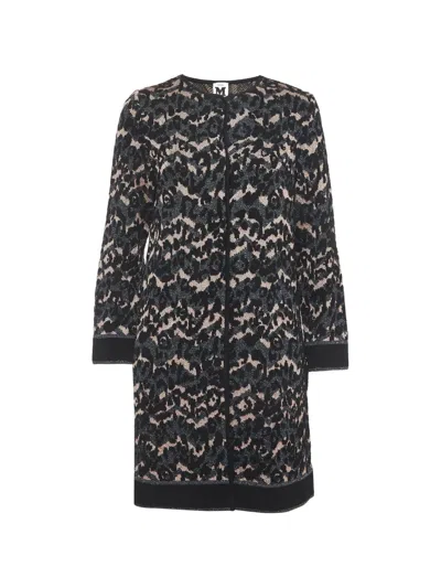 Pre-owned Missoni Animal-print Knitted Coat In Black
