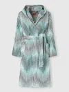 Missoni Arpeggio Bathrobe In Slub Cotton Terry In Turquoise
