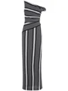 Missoni One-shoulder Striped Crochet-knit Cotton-blend Maxi Dress In Black