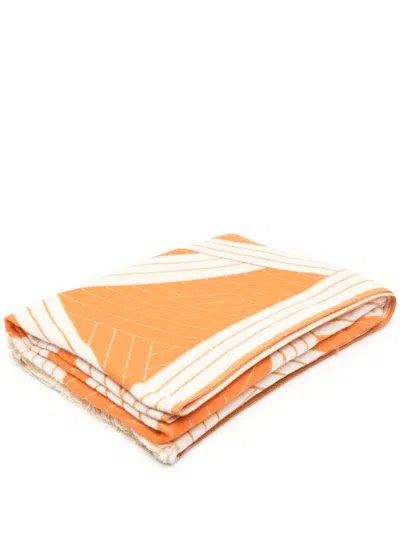 Missoni Asymmetric-pattern Knitted Throw In Orange