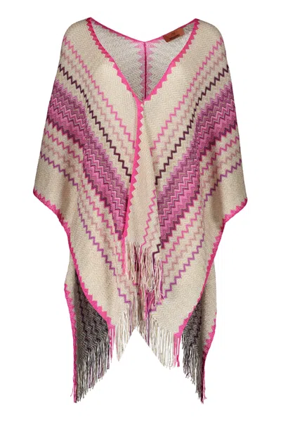 Missoni Asymmetric Wool Cape In Multicolor