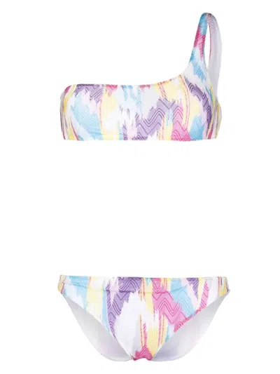 Missoni Asymmetric Zigzag-weave Bikini Set In Pink