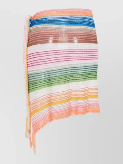 Missoni Asymmetrical Lightweight Knit Striped Beach Pareo In Multi