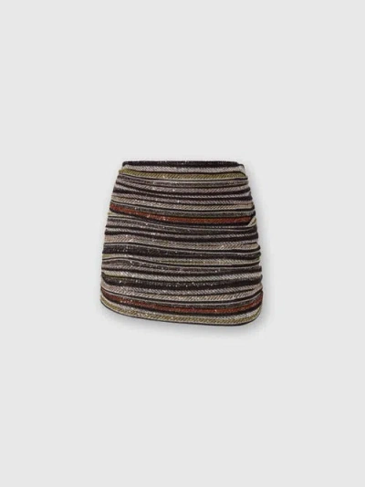 MISSONI MISSONI ASYMMETRICAL MINI SKIRT IN HERRINGBONE STRIPE KNIT