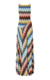 Missoni Asymmetrical Raschel Maxi Dress In Multi