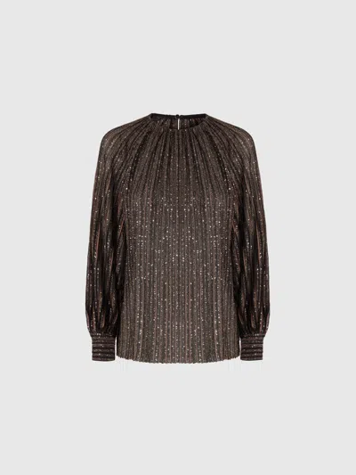 Missoni Flared Crew Neck Sweater With Lamé Stripes In Multi