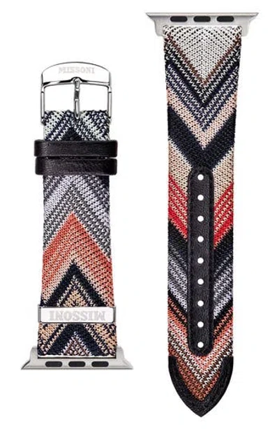 Missoni Authentic Zigzag Knit 24mm Apple Watch® Watchband In Black Multi