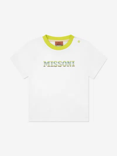 Missoni Babies' Logo-print Cotton T-shirt In White