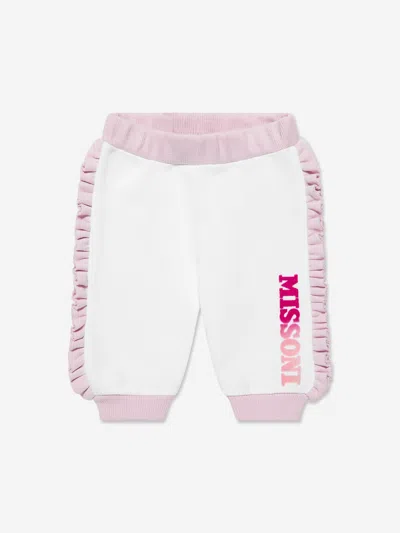 Missoni Babies' Logo-print Ruffled Track Pants In White