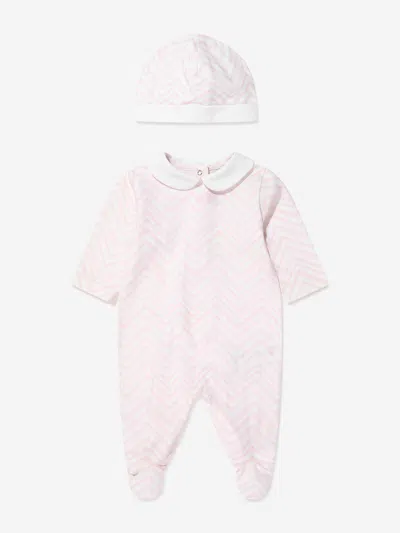 Missoni Zigzag-print Cotton Babygrow Set In Pink
