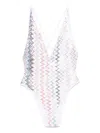 Missoni Womens Multicolor Chevron-knit Sequin Swimsuit