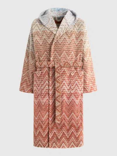 Missoni Bademantel Mit Kapuze Stone Aus Baumwollfrottee Mit Zebramuster In Multi