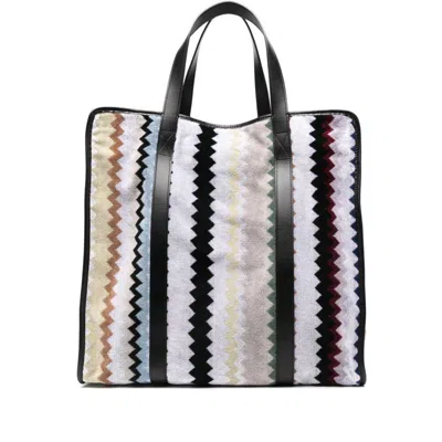 Missoni Zigzag-woven Tote Bag In Grey