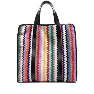 Missoni Zigzag Cotton Tote Bag In Purple