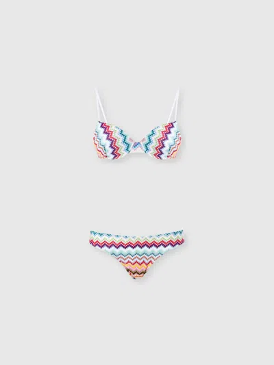 MISSONI Balcony bikini in lamé viscose with zigzag pixel-effect pattern