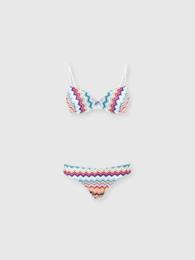 MISSONI MISSONI BALCONY BIKINI IN LAMÉ VISCOSE WITH ZIGZAG PIXEL-EFFECT PATTERN