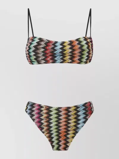 Missoni Bandeau Bikini High Cut Leg Zigzag In Multi
