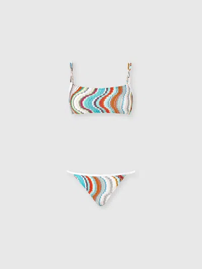 Missoni Bandeau-bikini Mit Lamé-wellenmotiv In Multicoloured