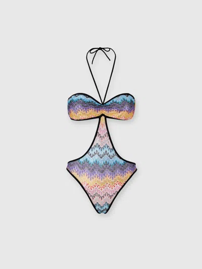 Missoni Bandeau Trikini With Double Ties In Blue