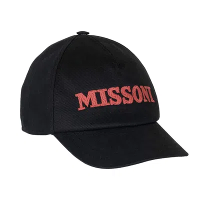 Missoni Baseball Cap In Black/orange