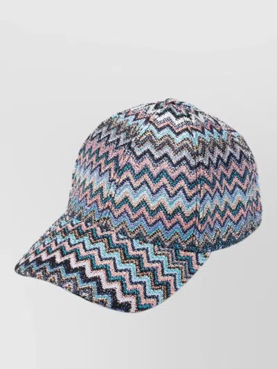 Missoni Baseball Cap Zig Zag Pattern Curved Brim In Blue
