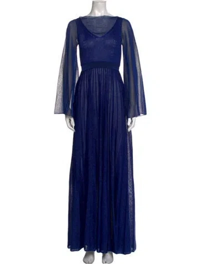 Pre-owned Missoni Bateau Neckline Long Dress In Blue