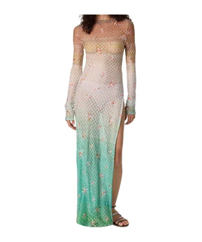 Missoni Embroidered Mesh Long-sleeved Dress In White