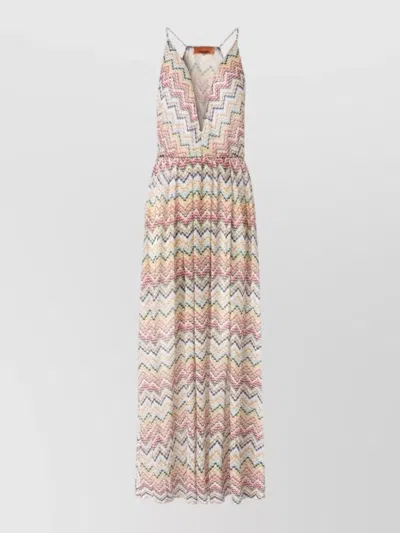Missoni Beach Dress Chevron Pattern Elastic Waist In Multi