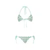 Missoni Triangle Bikini In Viscose With Floral Motif In Blue