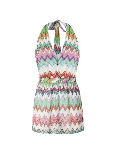 Missoni Beachwear Pre Zig Zag Short Jumpsuit In Multi