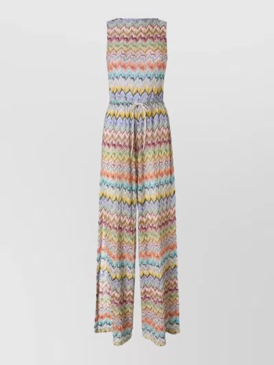 Missoni Beachwear Sleeveless Backless Wide Leg Jumpsuit In Multi