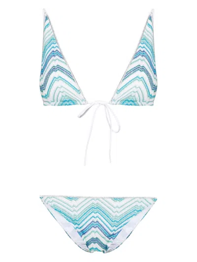 Missoni Beachwear Triangle Bikini Set In Blue