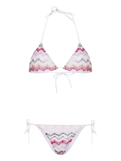 Missoni Beachwear Triangle Bikini Set In Pink