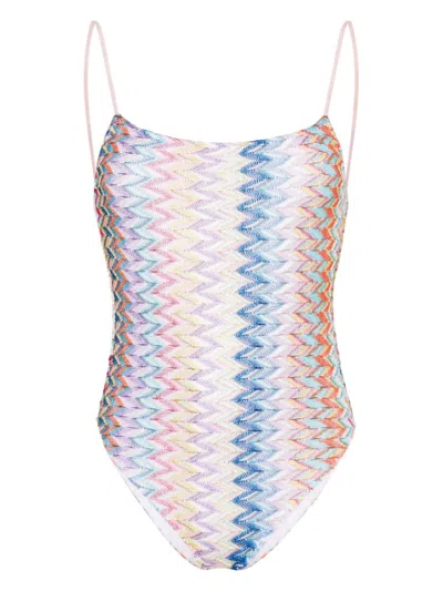 Missoni Beachwear Zigzag Pattern One-piece Swimsuit In Multicolor