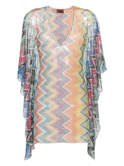 Missoni Beachwear Zigzag Pattern Short Cover-up In Multicolor