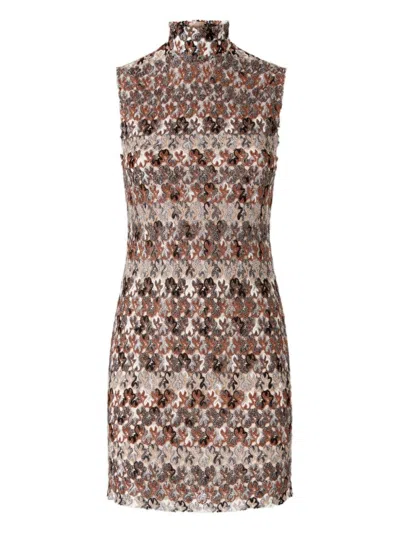 MISSONI BEIGE FLORAL-LACE SLEEVELESS MINI DRESS