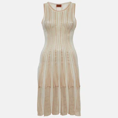 Missoni Beige Lurex Knit Flared Mini Dress In Neutral