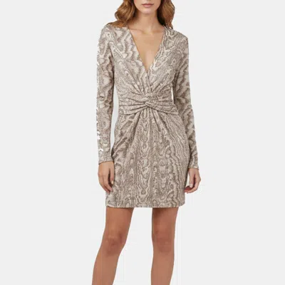 Pre-owned Missoni Beige Metallic Jacquard Knit Twisted Mini Dress S In Sand