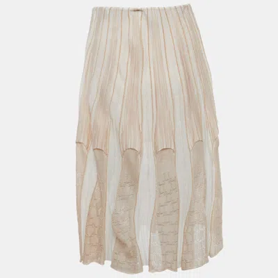 Missoni Beige Stretch Knit Flared Midi Skirt In Brown