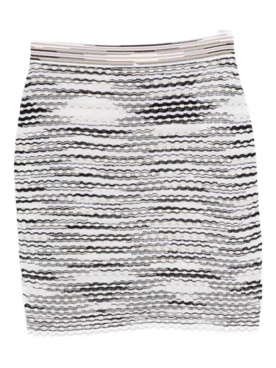 MISSONI BEIGE STRIPED RIBBED SKIRT