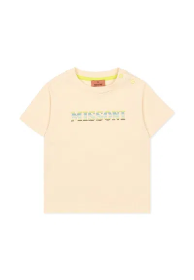 MISSONI BEIGE T-SHIRT FOR BABYKIDS WITH LOGO