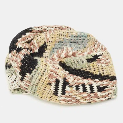 Pre-owned Missoni Beige Wool Knit Turban Beanie
