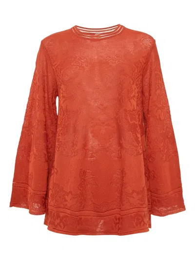 Pre-owned Missoni Bell-sleeve Lace Top In Orange
