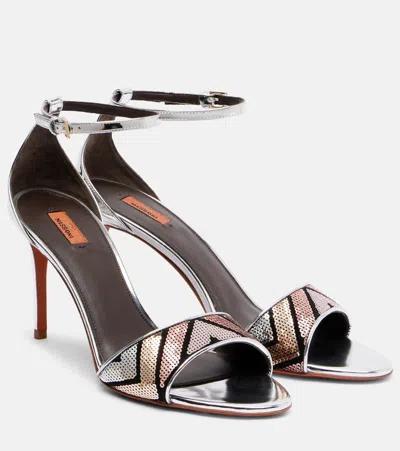 Missoni Belle Sequined Metallic Leather Sandals In Brown