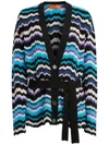 Missoni Zigzag Greek Pattern Cardigan And Belt In Blue