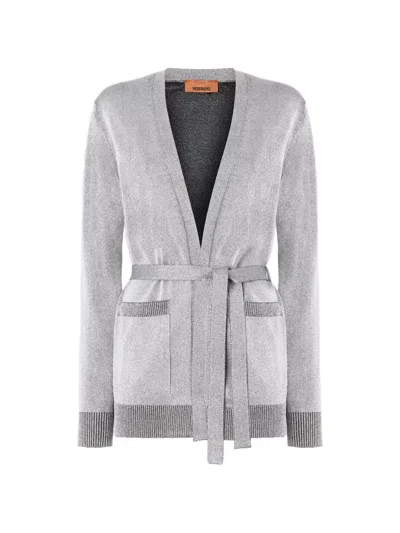 Missoni Belted Cardigan In Gray