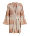 Missoni Zigzag Greek Pattern Cardigan And Belt In Nude
